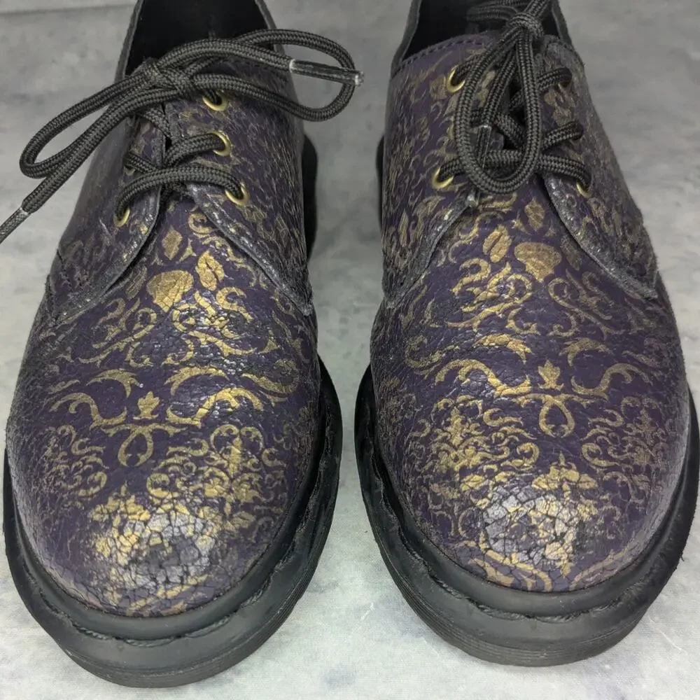 Dr. Martens RARE 1461 Baroque Crystal Suede Oxfords in Purple / Gold, Size 6